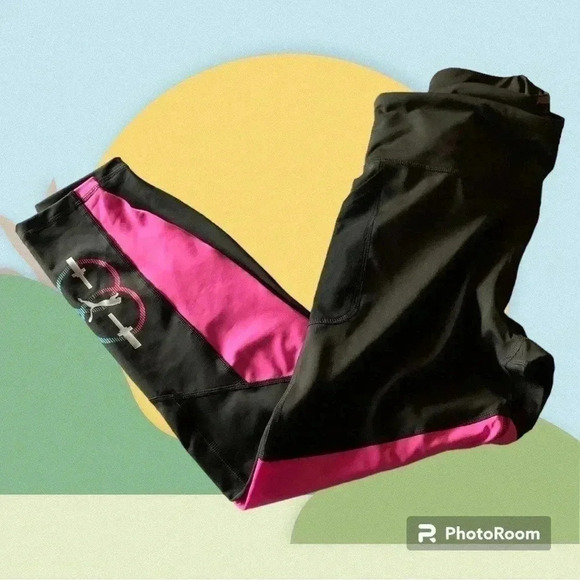Puma Pink & Black Womens Workout Pants Size L - Picture 2 of 7